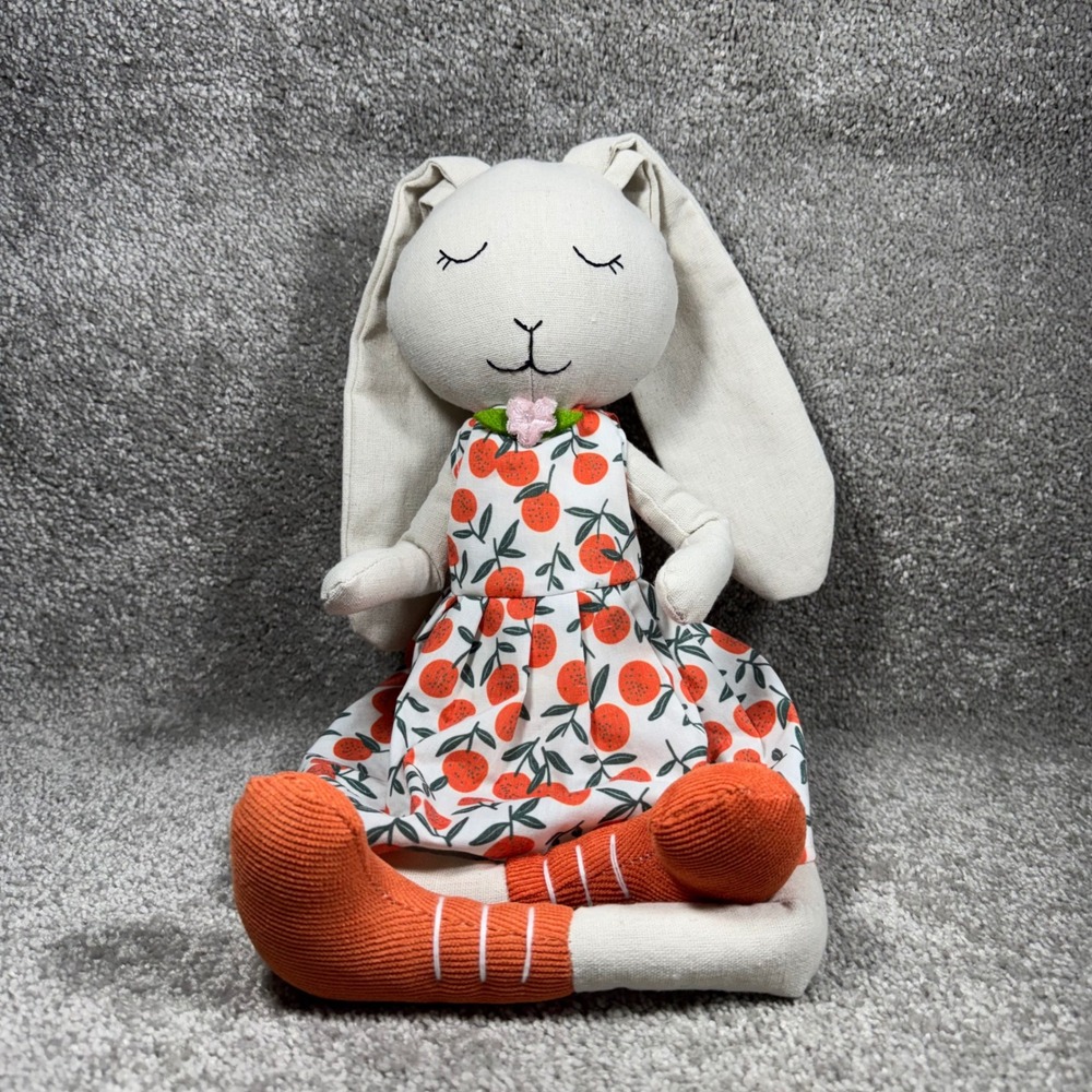 Decorative Bunny Long Legged Orange Fruit Dress Weighted Shelf Sitter